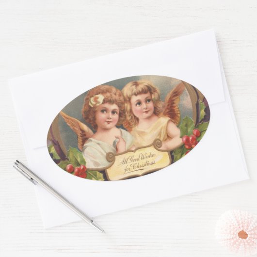 WeihnachtsAngels Ovaler Aufkleber (Umschlag)