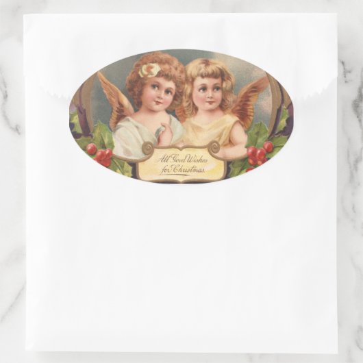 WeihnachtsAngels Ovaler Aufkleber (Tasche)