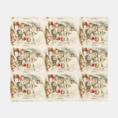 WeihnachtsAngels Red Bow Tree Rabbit Eichhörnchen Fleecedecke (Vorderseite (Horizontal))