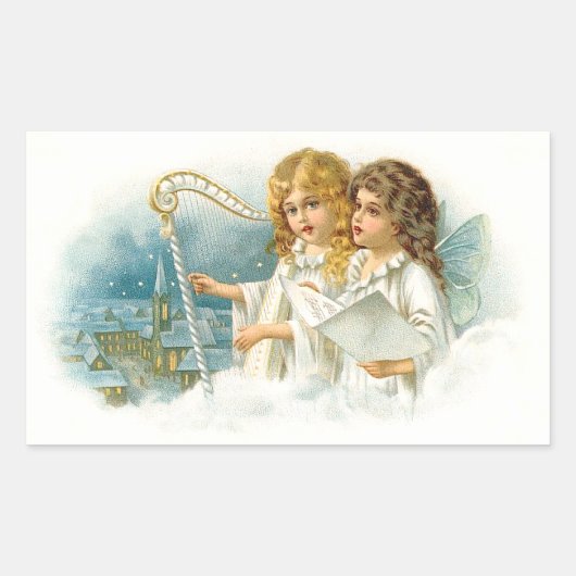 WeihnachtsAngels singen Rechteckiger Aufkleber (Vorderseite)