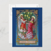 WeihnachtsAngels und Cherub mit Bäumen Feiertagspostkarte (Vorne/Hinten)