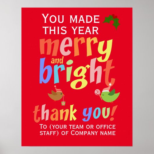 Weihnachtsangestellte Vielen Dank für Ihre Anerken Poster (Vorne)