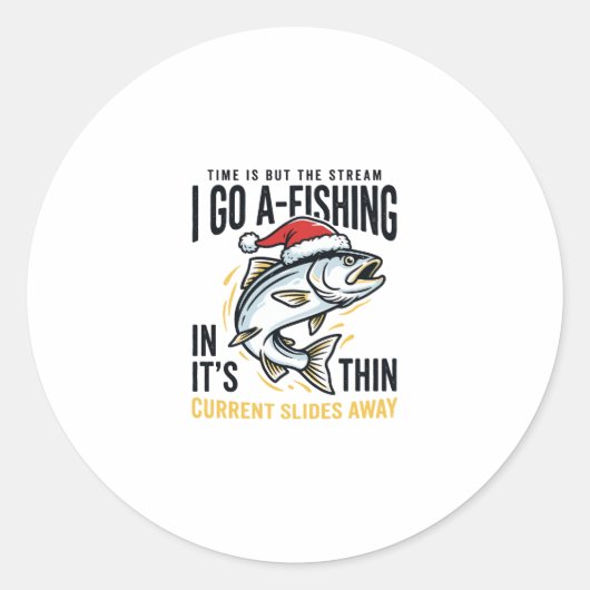 Weihnachtsangler-Stream-Zitat-Design Runder Aufkleber (Vorderseite)