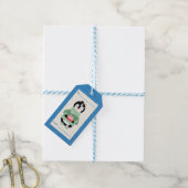Weihnachtsanhänger mit Figgy Pudding in Blau Geschenkanhänger (Mit Garn)
