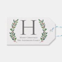 Weihnachtsanhänger mit Winterzweigen-Monogramm