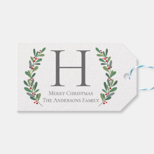 Weihnachtsanhänger mit Winterzweigen-Monogramm Geschenkanhänger