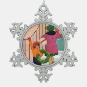 Weihnachtsanker Schneeflocken Zinn-Ornament (Vorderseite)