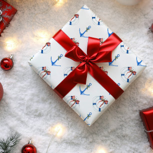Weihnachtsanker und Lebensring Nautilus Geschenkpapier