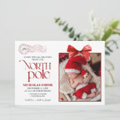 Weihnachtsankündigung am Nordpol Karte (Stehend Vorderseite)