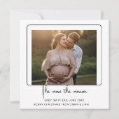 Weihnachtsankündigung für Schwangerschaft Feiertagskarte (Vorderseite)