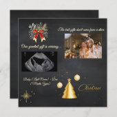 Weihnachtsankündigung Schwangerschaft Schiefertafe Feiertagskarte (Vorne/Hinten)