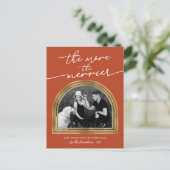 Weihnachtsankündigung von Arch Frame Feiertagspostkarte (Stehend Vorderseite)