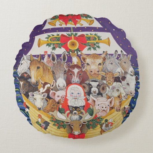 Weihnachtsankunft Rundes Kissen (Vorderseite)