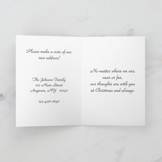 Weihnachtsanschrift ändern Gruß Feiertagskarte (Innenseite)