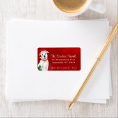 Weihnachtsanschrift - White Pitbuli - RED Adressaufkleber (Insitu)