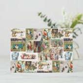 Weihnachtsantike Collage Xmas Feiertagskarte (Stehend Vorderseite)