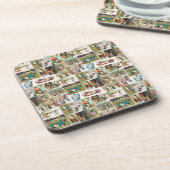 Weihnachtsantike Collage Xmas Getränkeuntersetzer (Linke Seite)