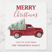 Weihnachtsantiker Lieferwagen LKW Weihnachtsbaum Weinetikett (Einzelnes Label)