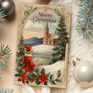 Weihnachtsantikmotiv Rahmen Feiertag Grußwagen Feiertagskarte