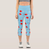 Weihnachtsäpfel mit rotem Bonbon blau Capri Leggings (Vorderseite)