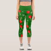 Weihnachtsäpfel mit rotem Bonbons grün Capri Leggings (Vorderseite)