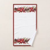 Weihnachtsäpfel Pine Cones Holly Berries Badhandtuch Set (Handtuch)