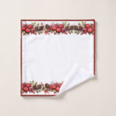 Weihnachtsäpfel Pine Cones Holly Berries Badhandtuch Set (Waschlappen)