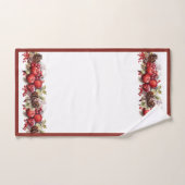 Weihnachtsäpfel Pine Cones Holly Berries Badhandtuch Set (Handtuch)