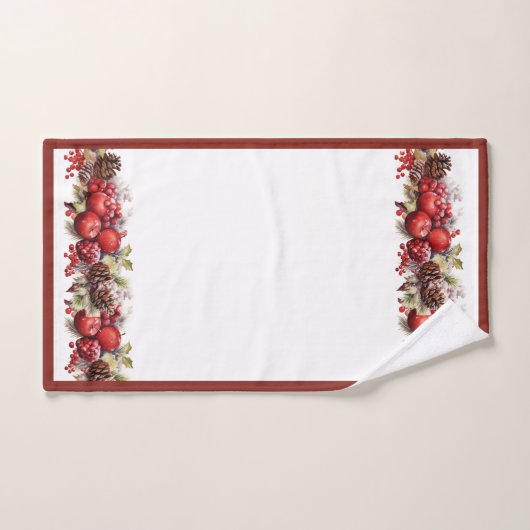 Weihnachtsäpfel Pine Cones Holly Berries Badhandtuch Set (Handtuch)