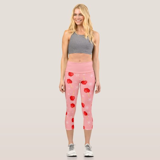 Weihnachtsäpfel Rosa Capri Leggings (Vorderseite)