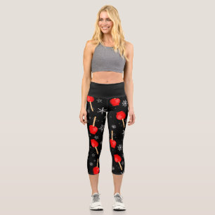 Weihnachtsäpfel, schwarz capri leggings
