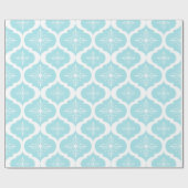 Weihnachtsaqua-blaues Schneeflocke-Gitter-Muster Geschenkpapier (Flach)