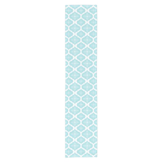 Weihnachtsaqua-blaues Schneeflocke-Gitter-Muster Kurzer Tischläufer (Vorderseite)