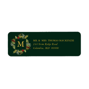 WeihnachtsAquarell-Monogramm-Stechpalmen-Kranz