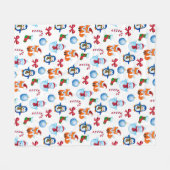 WeihnachtsAquarell-Pinguin-Schneemannfox-Muster Fleecedecke (Vorderseite (Horizontal))
