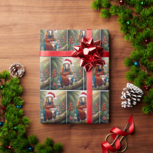 Weihnachtsara-Papagei mit Martini-Cocktail Geschenkpapier