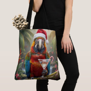 Weihnachtsara-Papagei mit Martini-Cocktail Tasche