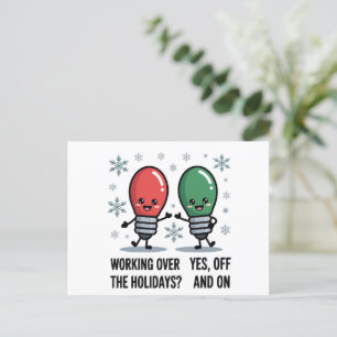 Weihnachtsarbeit an den Feiertagen Lustiger Weihna Feiertagspostkarte