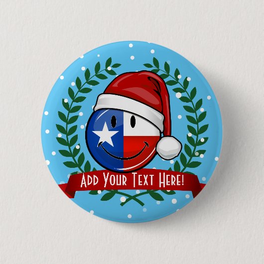 Weihnachtsart-lächelnde Texas-Flagge Button (Vorderseite)