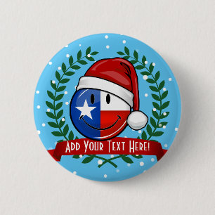 Weihnachtsart-lächelnde Texas-Flagge Button