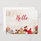 Weihnachtsartikel auf einem rustikalen Holzbrett Postkarte (Vorne/Hinten)