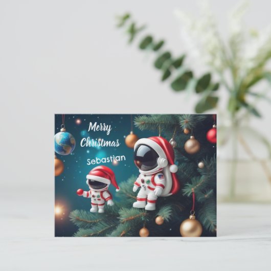 Weihnachtsastronaut feiert Weihnachten (Stehend Vorderseite)