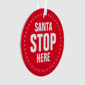Weihnachtsaufenthalt Hier rot-weiß niedliche Weihn Ornament (Vorderseite)