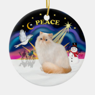Weihnachtsaufgang - Himalaya-Katze (Flammpunkt) Keramik Ornament