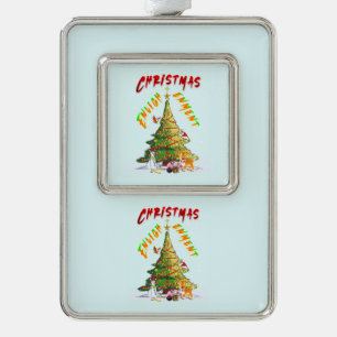 Weihnachtsaufklärung Rahmen-Ornament Silber