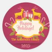Weihnachtsaufkleber 2021 mit Hirschen Runder Aufkleber (Vorderseite)