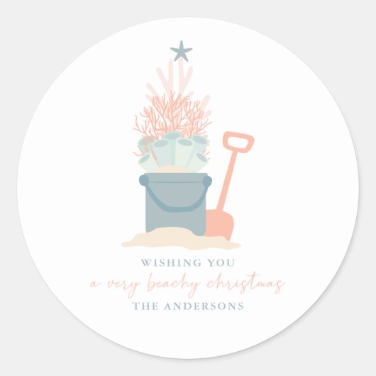 Weihnachtsaufkleber an der Küste Runder Aufkleber (Vorderseite)
