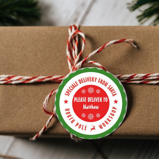 Weihnachtsaufkleber aus der Santa Workshop Nordpol Runder Aufkleber