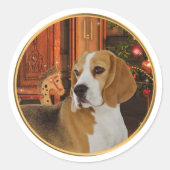 Weihnachtsaufkleber für Beagle Runder Aufkleber (Vorderseite)