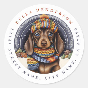 Weihnachtsaufkleber für die Dackel Runder Aufkleber